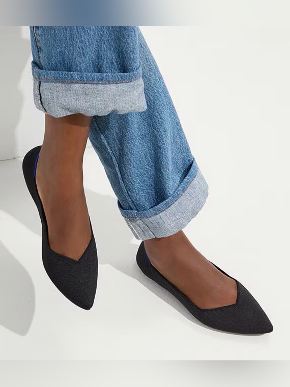 Rothy’s Original Point Women's Black Pointed Toe Knit Flats washable